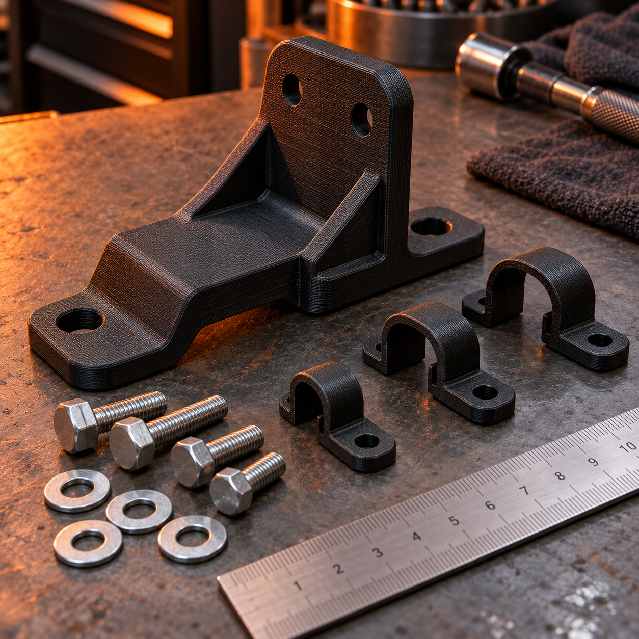 Suportes e clips automóveis fabricados em 3D